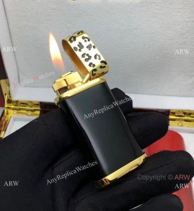 Wholesale Cartier Lighter Replica Black and Gold Case